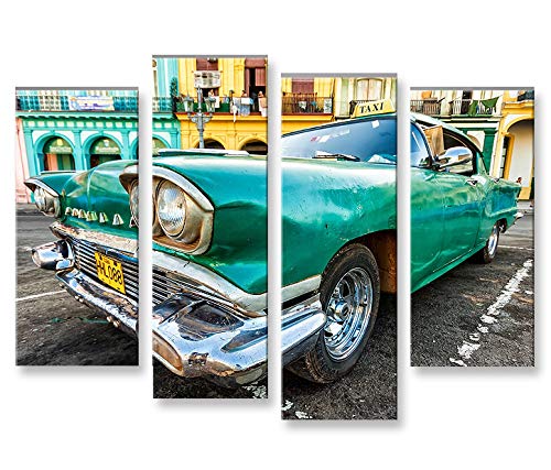 islandburner Bild Bilder auf Leinwand Taxi Cuba Havanna Kuba 4er XXL Poster Leinwandbild Wandbild De