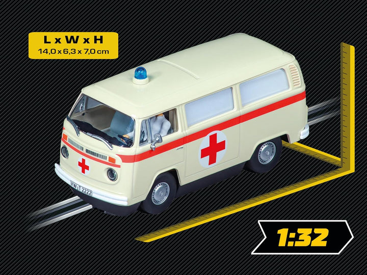 Carrera Evolution - 20027794 VW Bus T2b Ambulance, Red Cross | Slotcar Ready to Race | Perfekt für K