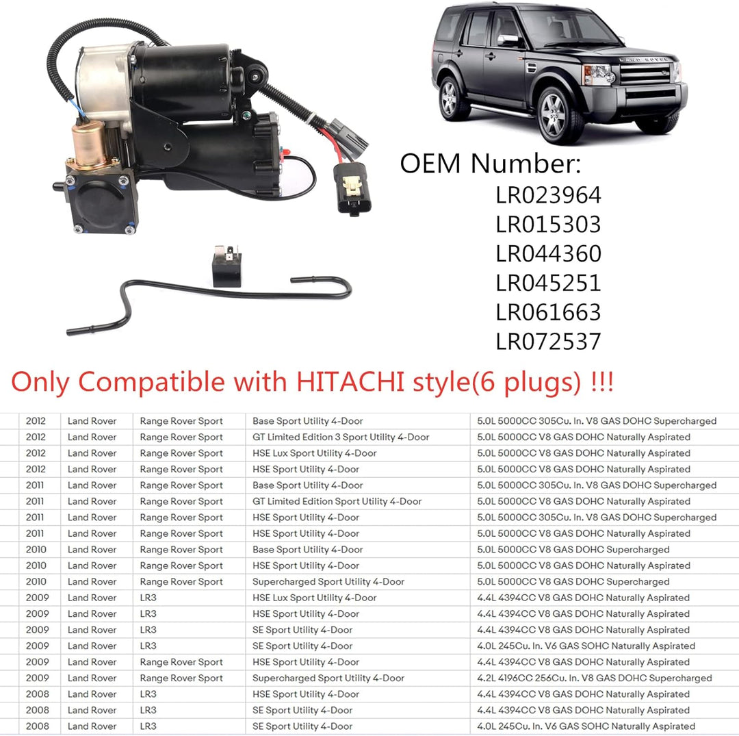 Bisenya Hitachi-System Luftfederung Kompressorpumpe und Relais Kompatibel mit Discovery 3 2004-2009,