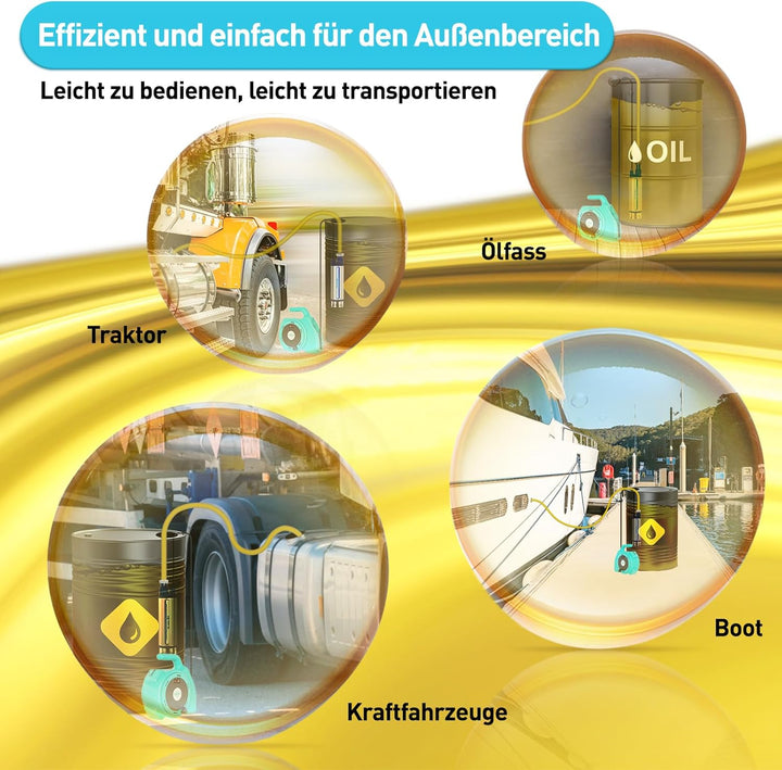 630GPH Wasserumfüllpumpe für Makita 18V Akku, 2400 L/Ht Tauchpumpe mit 16ft Kabel,120W Ölpumpe für G