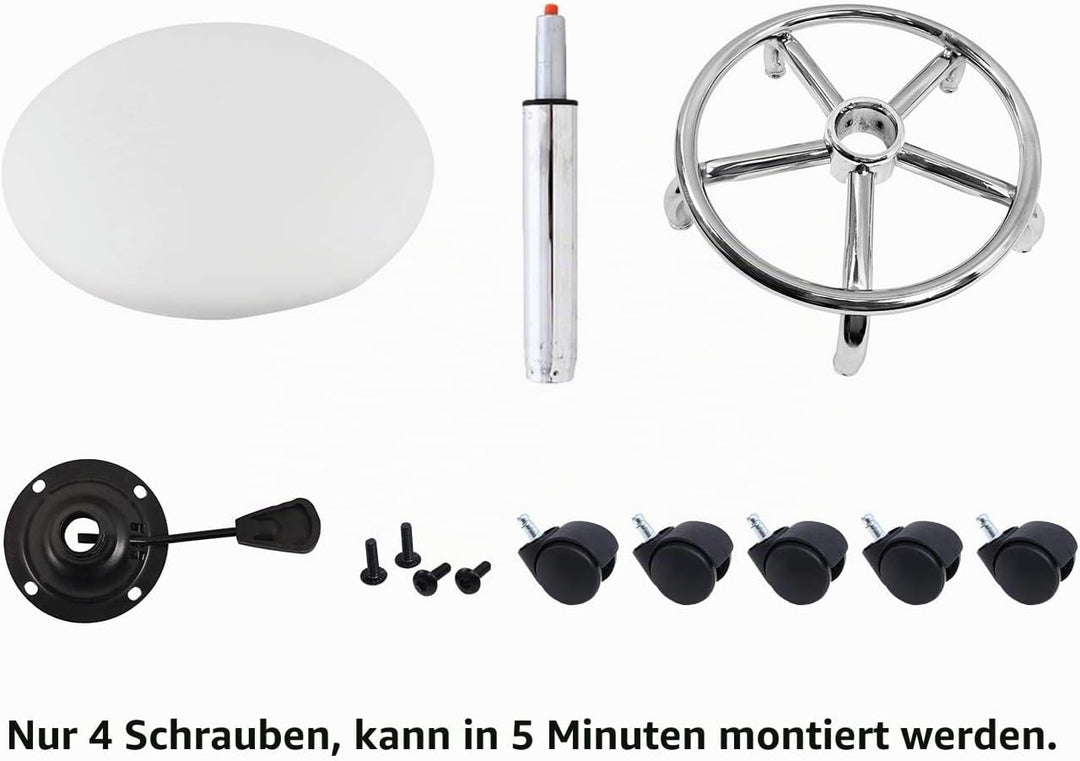 KKTONER Rollhocker Arbeitshocker mit Fussstütze PU Leder Rund Gepolstert 360° drehbar Bürohocker höh