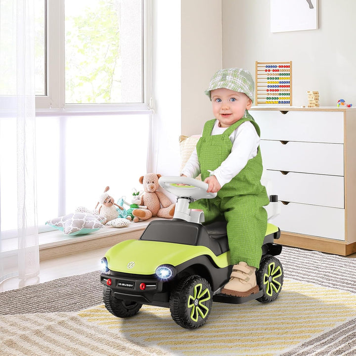 GOPLUS 3 in 1 VW autorisierte Schiebeauto, Rutschfahrzeug mit abnehmbarem Schiebgriff, Schutzbügel,