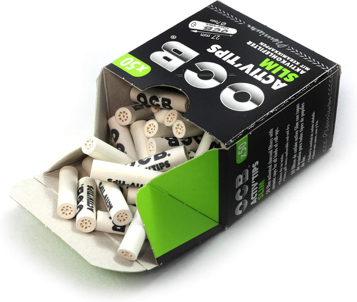 OCB Activ'Tips Slim Aktivkohlefilter mit Keramikkappen 1er pack 500 filtertips