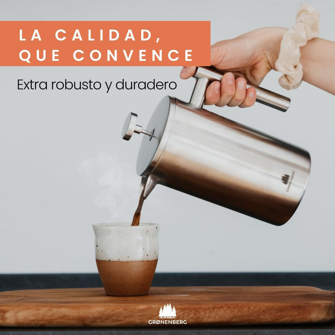 Groenenberg Spar Set 1 | French Press Thermo 320ml + Kaffeemühle manuell | Edelstahl Kaffeepresse Ka