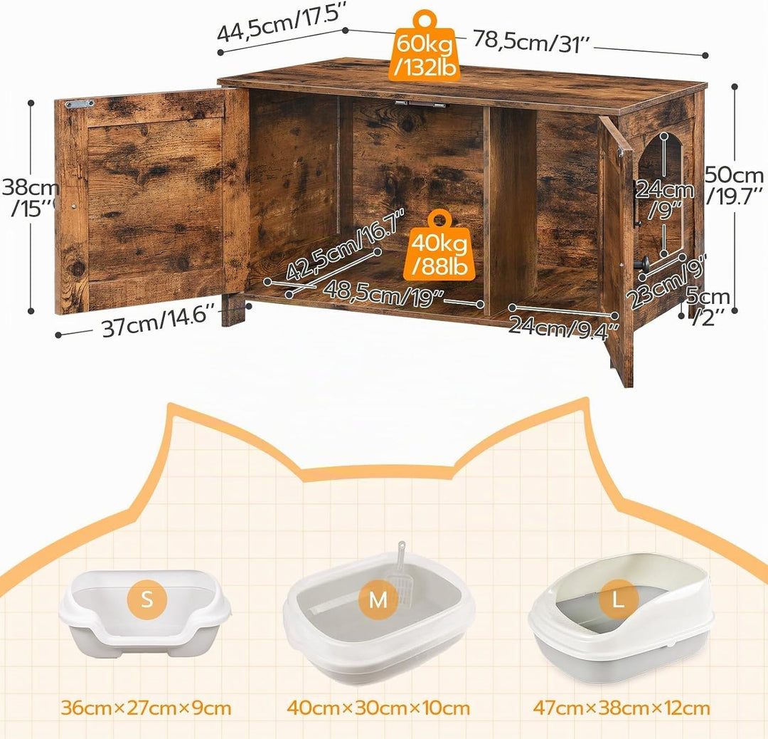 HOOBRO Katzenschrank, Katzenklo Schrank, Katzenhaus mit Tür und separater Trennwand, Sitzbank, Katze