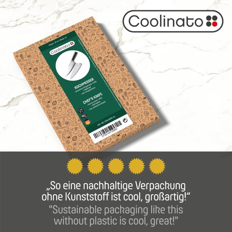 Coolinato – Profi Brotmesser Wellenschliff 20cm – Extra scharfer Klingenstahl – Ergonomischer Kunsts