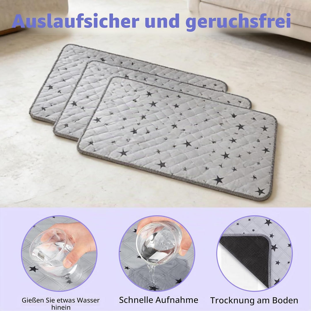 70x142cm Meerschweinchen Unterlage Waschbar: Pipipads Meerschweinchen, Grau Stern, wasserdichte Supe
