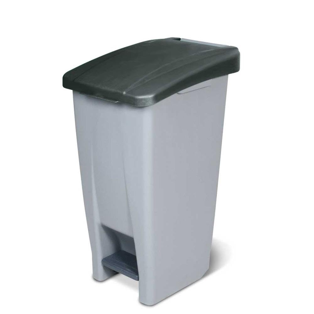 BRB Tretabfalleimer mit Rollen, Inhalt 60 Liter, HxBxT 700x380x490 mm (grau/schwarz), grau/schwarz