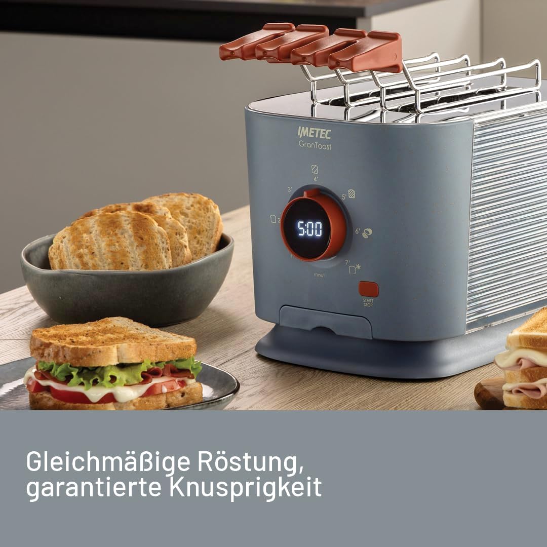 Imetec Grantoast - Toaster 2 XL-Scheiben mit zu öffnenden Zangen für gefüllte Toasts - 7 Bräunungsst