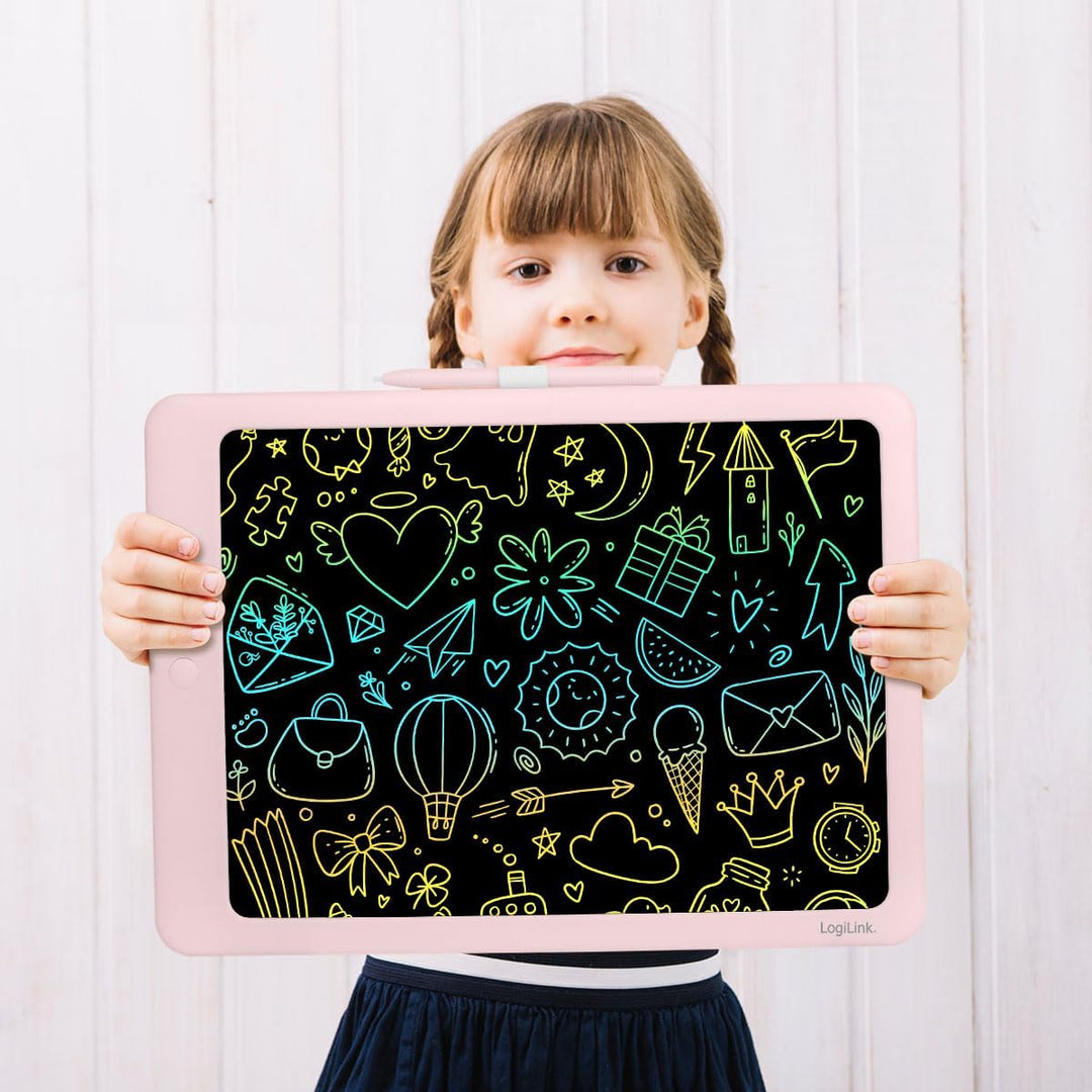 LogiLink AA0182 - LCD-Kinderschreibtafel 14", lösch- und wiederbeschreibbar, Whiteboard-Rückseite, a