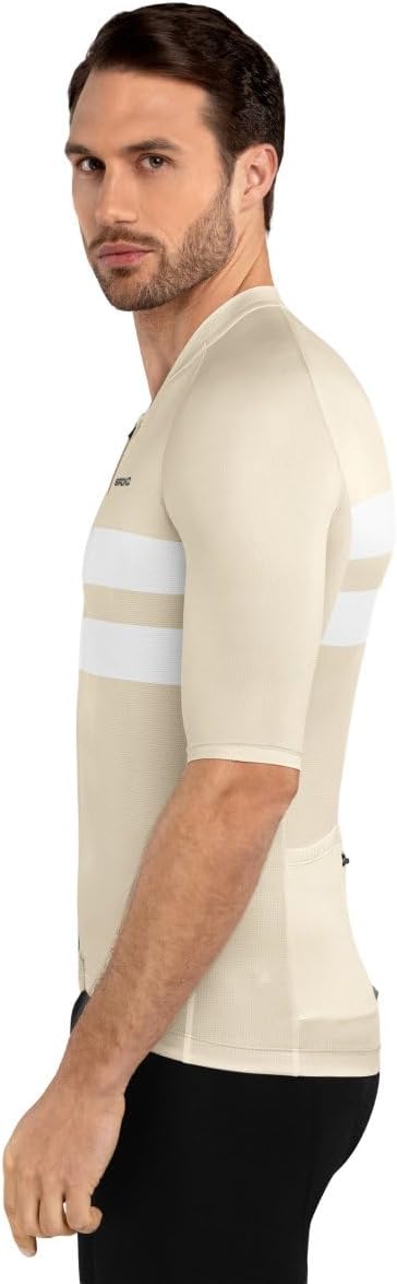 SIROKO M3 Radtrikot Herren Kurzarm Ultraleicht Aerodynamische Fahrradbekleidung S Beige/Weiss, S Bei
