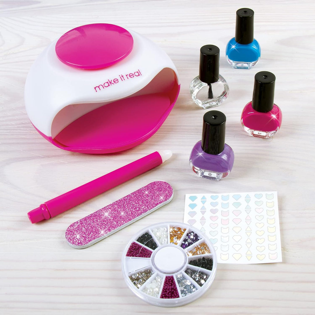 Make It Real Dream DIY Glitzer-Maniküre Nagellackset – Komplettes Spa-Erlebnis mit Lack, Stickern un