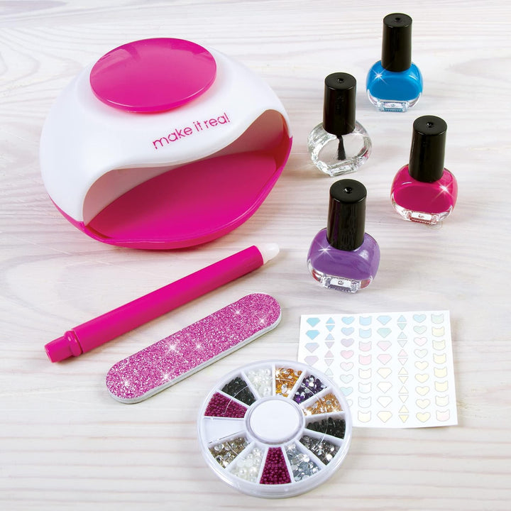 Make It Real Dream DIY Glitzer-Maniküre Nagellackset – Komplettes Spa-Erlebnis mit Lack, Stickern un