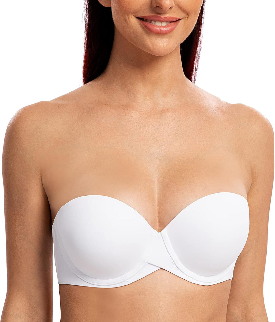 MELENECA Damen Push-Up Trägerlos BH - Bügel BH mit geformte Cups 70B Weiss, 70B Weiss