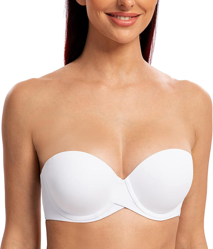 MELENECA Damen Push-Up Trägerlos BH - Bügel BH mit geformte Cups 70B Weiss, 70B Weiss