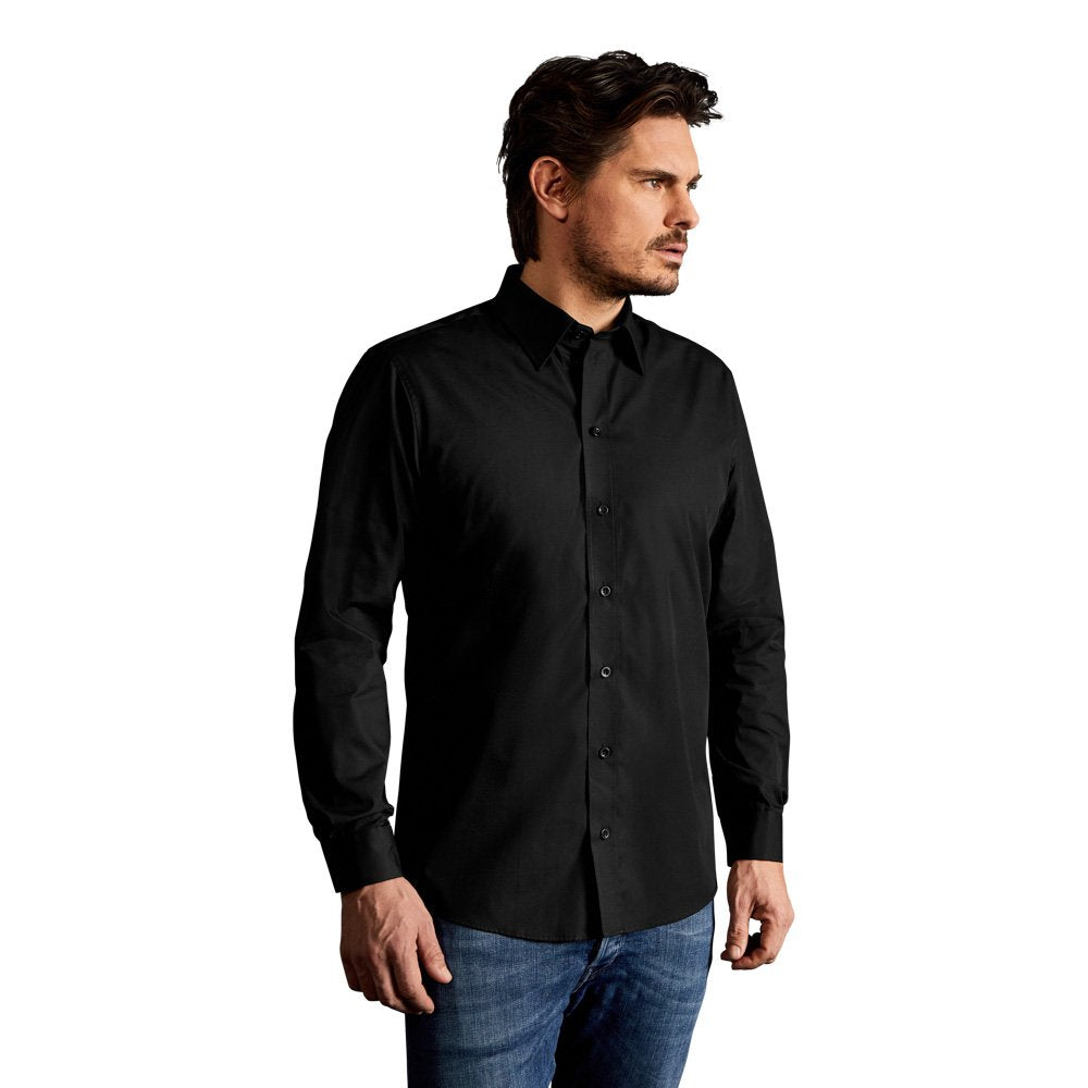 Business Langarm-Hemd Herren, Schwarz, XL