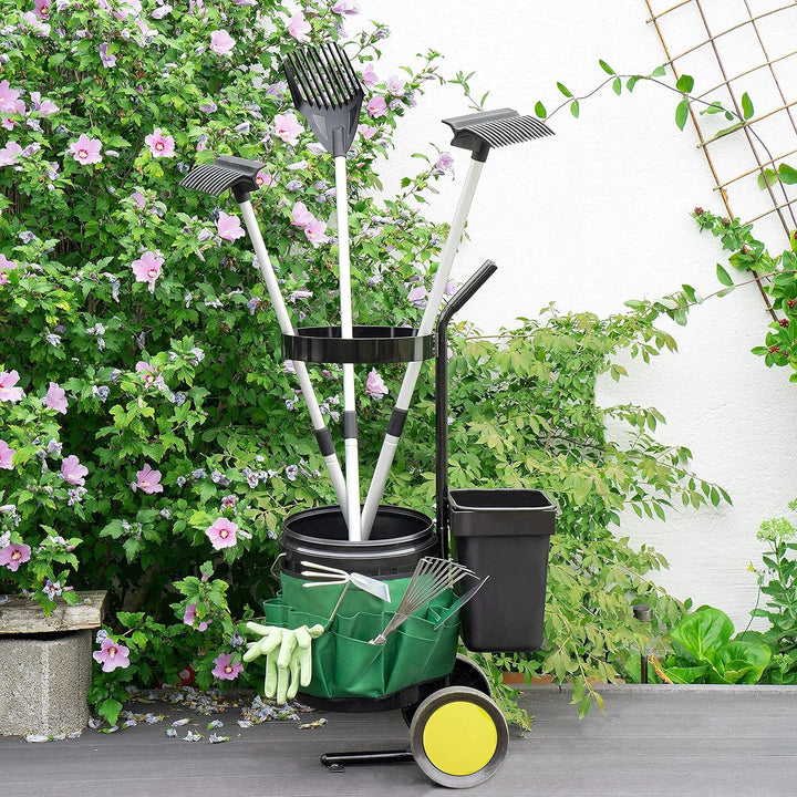 UPP Garten- & Werkzeugtrolley I Transportwagen mit 12 & 20 L Eimer | Gerätehalter und Tasche mit 12