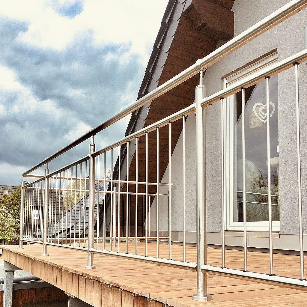 TIBU Geländer senkrechte Streben Balkon Terrasse Brüstung Pfostenart: Anfangs-/Endpfosten Höhe:900 m