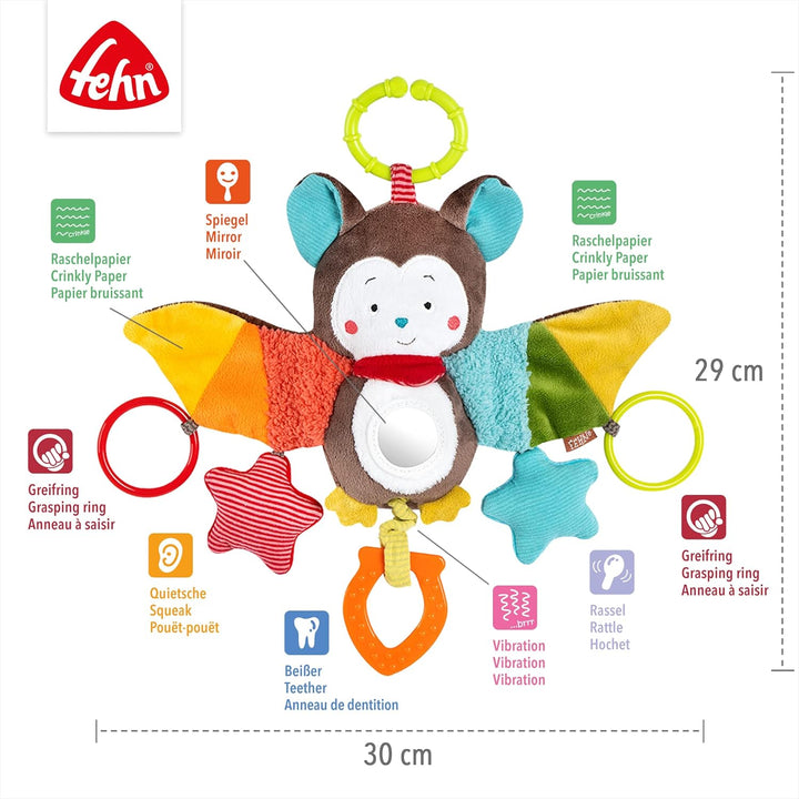 Fehn Motorikwürfel Funky Friends - Motorikspielzeug Baby Aktivitätswürfel &amp; Activity-Spieltier Flede