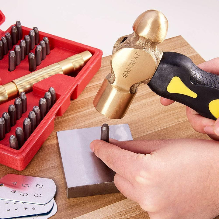 BENECREAT Messinghaupt Metal Stamping Hammer für DIY Kunstgewerbe Schmuckherstellung, Subby Kurzgrif
