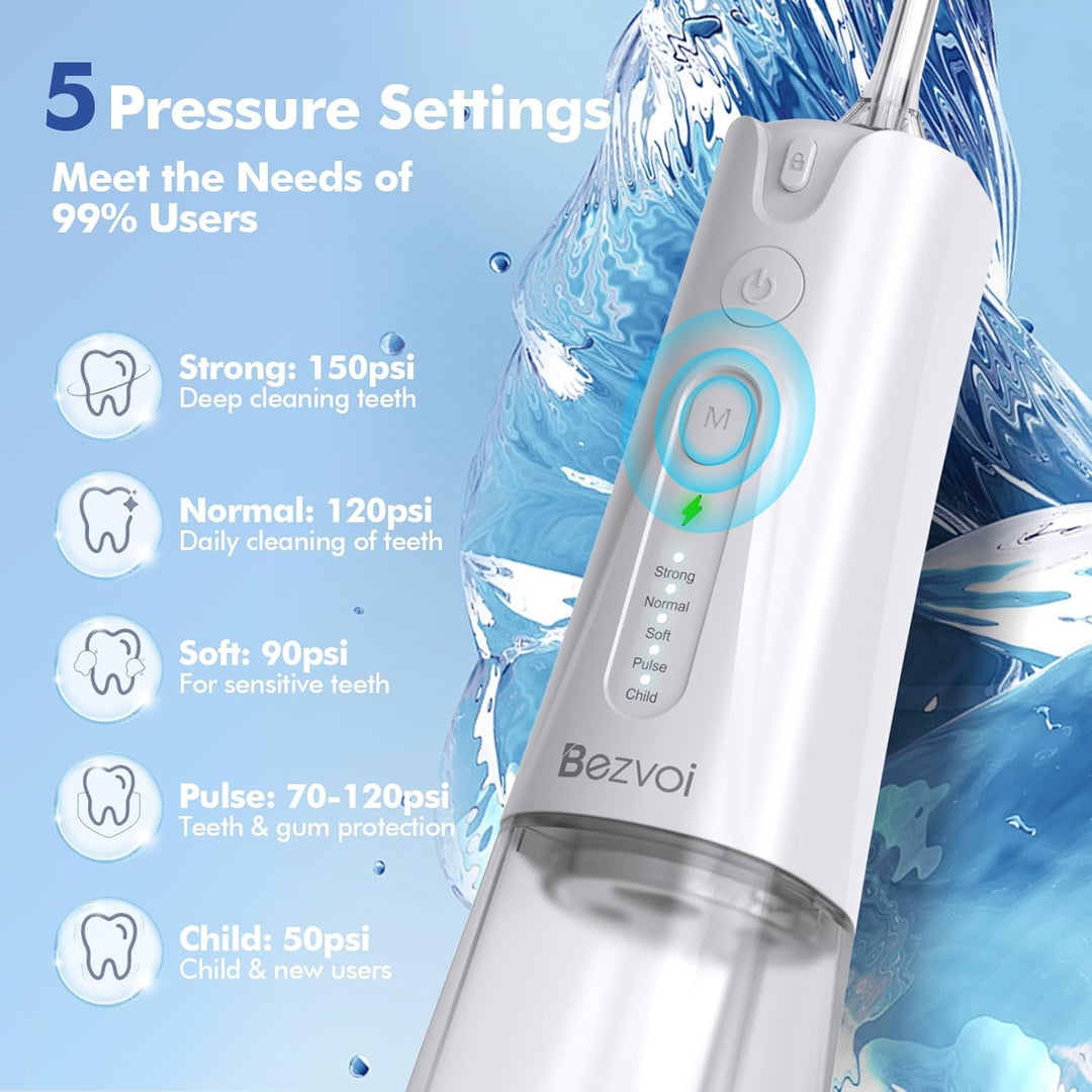 Munddusche Kabellos Zahnreinigung Water Flosser: Oral Irrigator mit 5 Modi, 300ML Wassertank IPX7 Wa