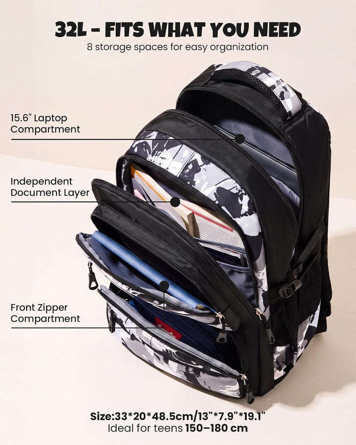 Amythe Schulrucksack Teenager, Abnehmbare Trolley Rucksack Schule mit 6 Räder für Jungen ab 10 Jahre
