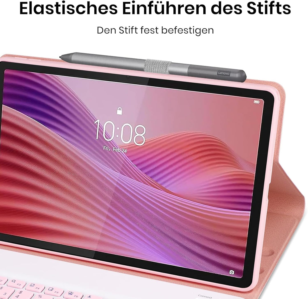 Tastatur Hülle für Lenovo Tab 10.1 Zoll 2025, Bluetooth Magnetisch Abnehmbarer QWERTZ Keyboard für L