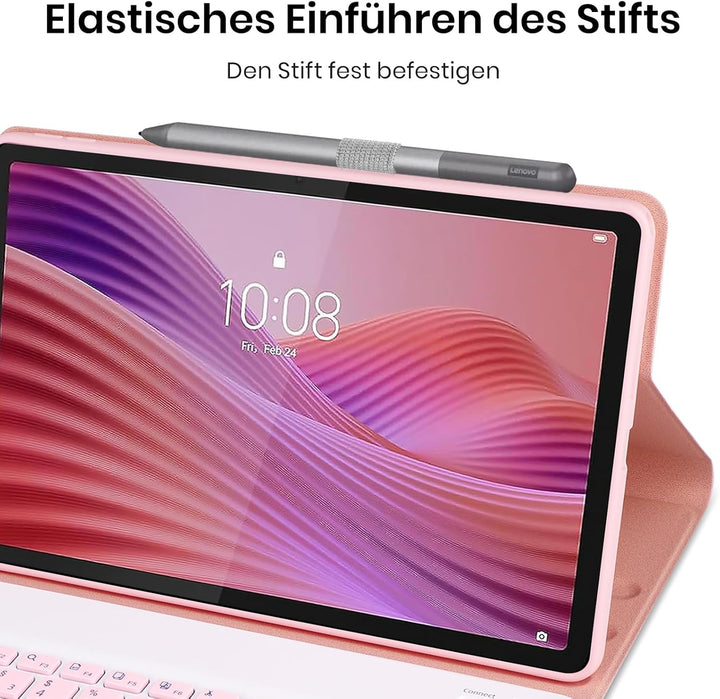 Tastatur Hülle für Lenovo Tab 10.1 Zoll 2025, Bluetooth Magnetisch Abnehmbarer QWERTZ Keyboard für L