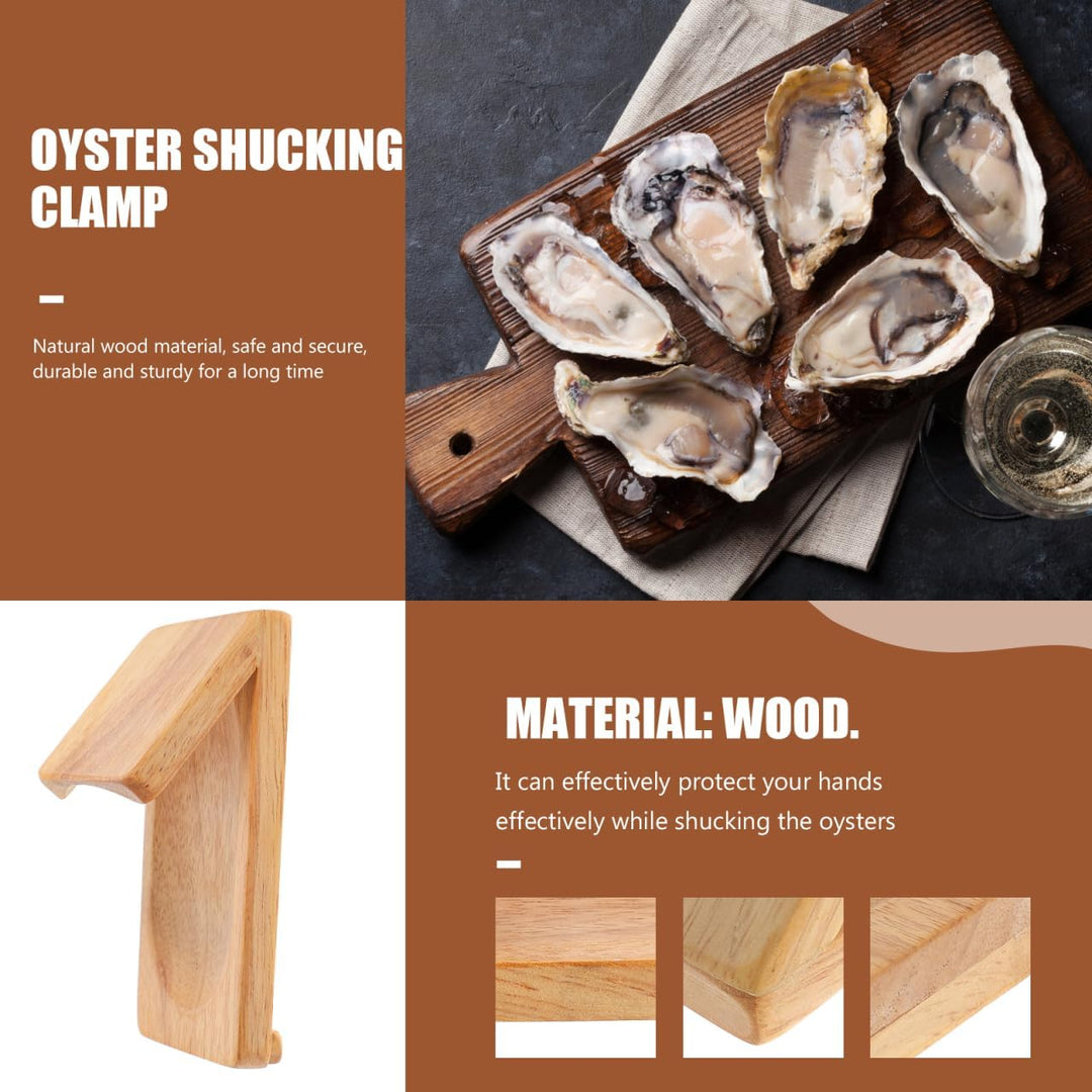 PRETYZOOM Austernhalter Holz 13X8X6Cm Offener Austernöffner Mit Handschutz Küchen-Gadget Für Meeresf