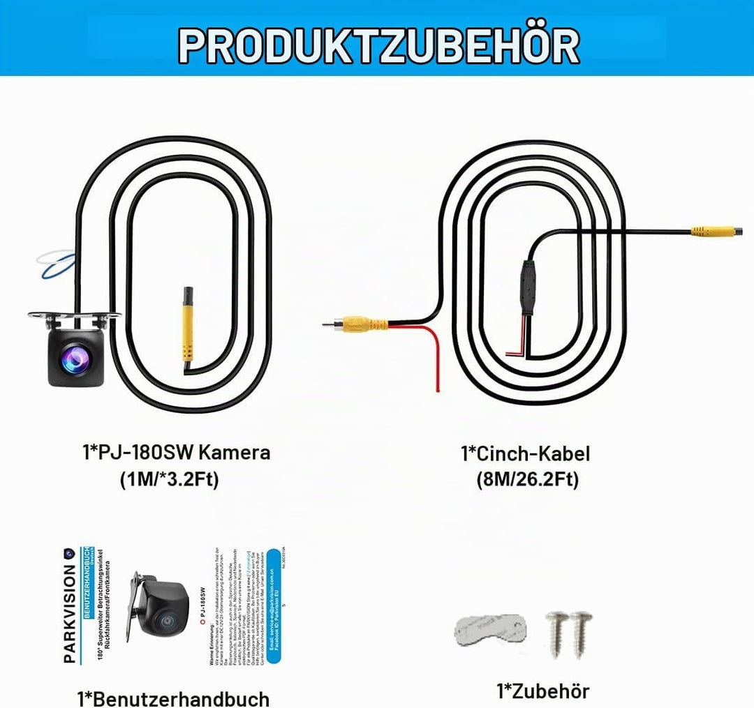 PARKVISION Rückfahrkamera mit 180° Super Weitwinkel Auto Kamera Rückfahrkamera DC 12-24V Breite Span