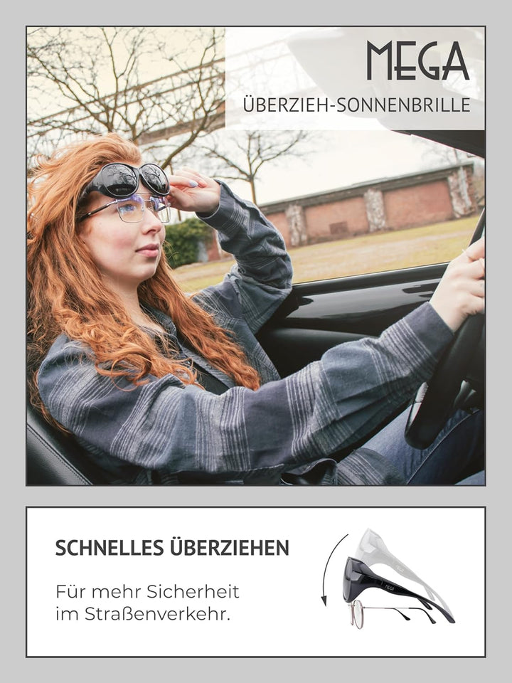 ActiveSol Überziehbrille Damen MEGA | Sonnenbrille gross | polarisiert | UV400 | Sonnenbrille über B