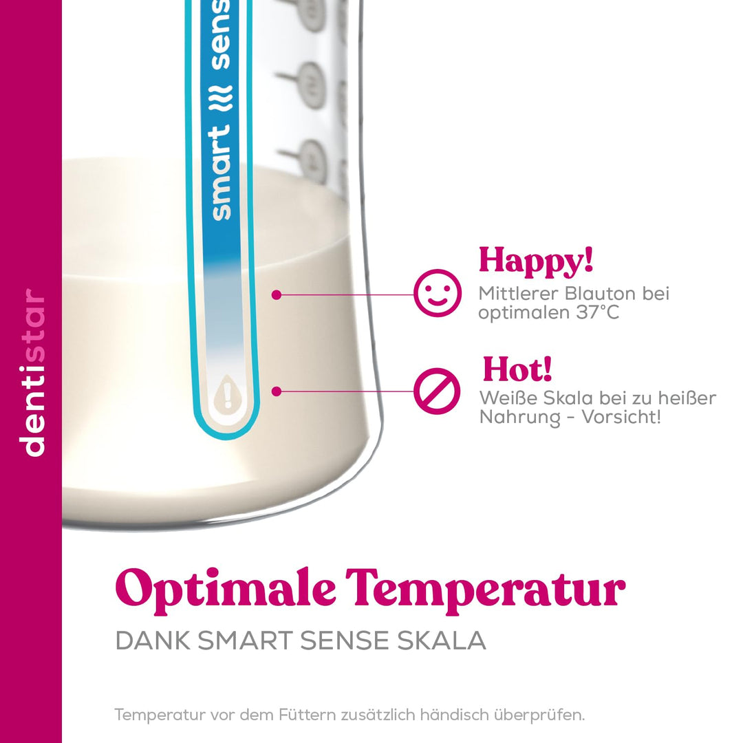dentistar Babyflaschen - Smart Sense Baby Flaschen 2er Set mit Temperatur Kontrolle und 270ml Kapazi