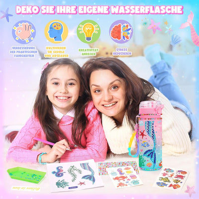 Bastelset Kinder ab 6 Jahre, Basteln Mädchen 6 8 10 JahreTrinkflasche Kinder Geschenk Mädchen 5-6-7-