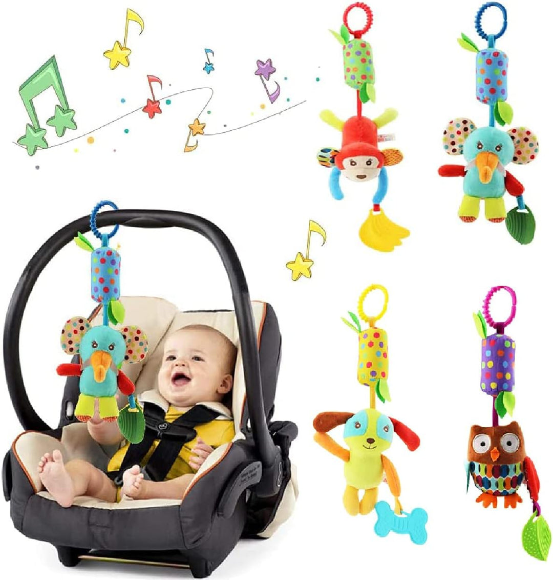 Evance Kinderwagen Spielzeug, 4Pcs Baby Hängespielzeug mit Rassel, Hängendes Rassel Spielzeug, Anhän