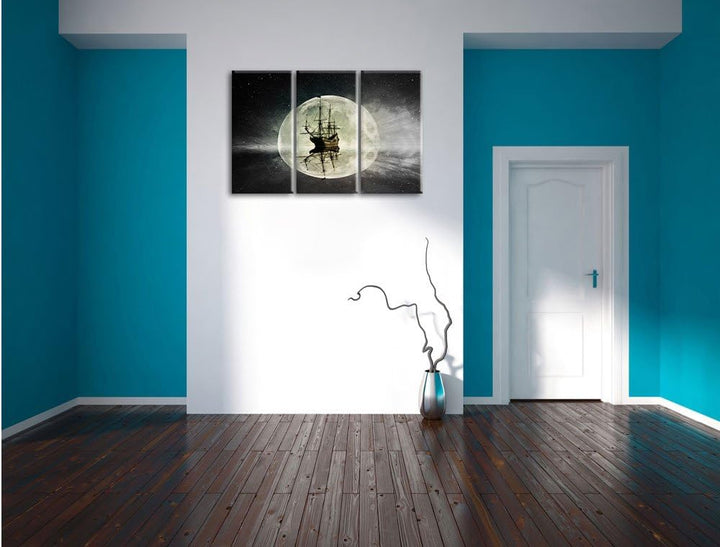 Pixxprint Geisterschiff im Weltall als Leinwandbild/Grösse: 3 Teilig (120x80) cm/Wandbild/Kunstdruck