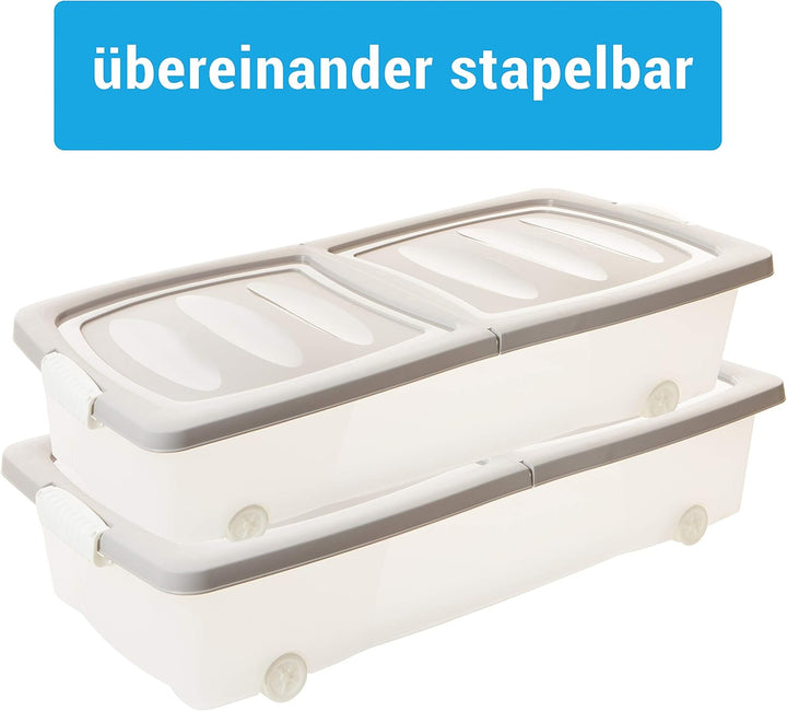 2friends Unterbettkommode mit Rollen, Unterbettbox 2 Stück, Unterbett Aufbewahrungsbox 80 x 40 x 17