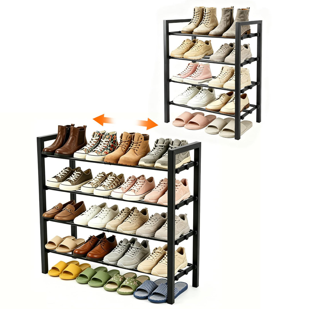 Ausziehbares Schuhregal Schmal, 4 Ebenen Adjustable Schuhregal Metall, Breite 43 to 78cm, Standregal