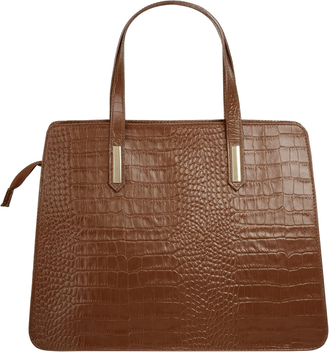 Cluty Handtasche Echt Leder Damen | Made in Italy, Smartphonefach, Kroko-Design, elegante Umhängetas