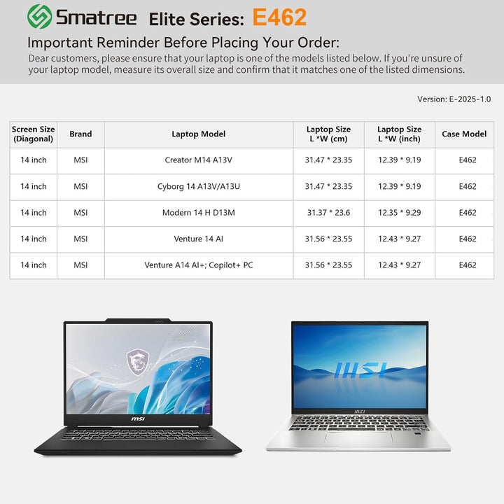 Smatree Laptop-Hülle für 35,6 cm (14 Zoll) MSI Venture A14 AI+ Copilot + PC/14 AI, 35,6 cm Modern 14