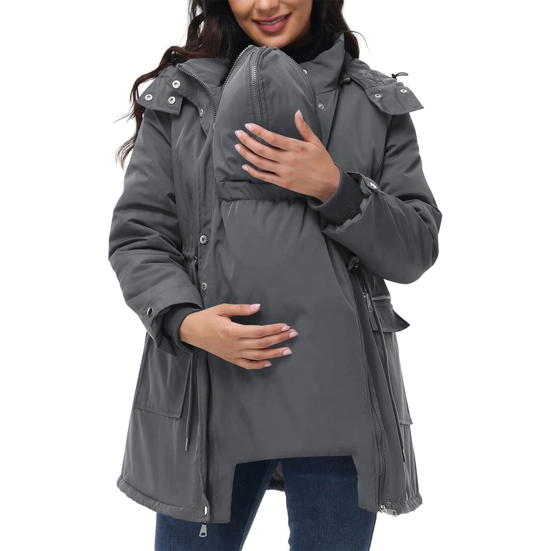 SYDUZAX Wintermantel Damen Warm Winterjacke Gefüttert Winter Parka Umstands Baumwolljacke 3 in 1 Win