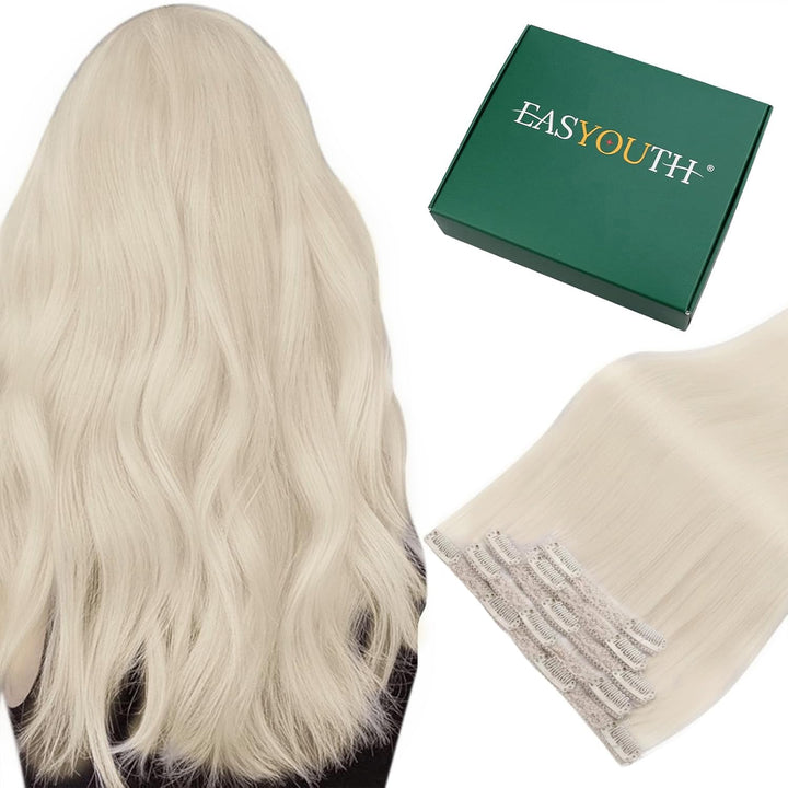 Easyouth Clip Extensions Echthaar Blond Clip in Haarverlangerung Remy Echthaar Clip in Haar Extensio