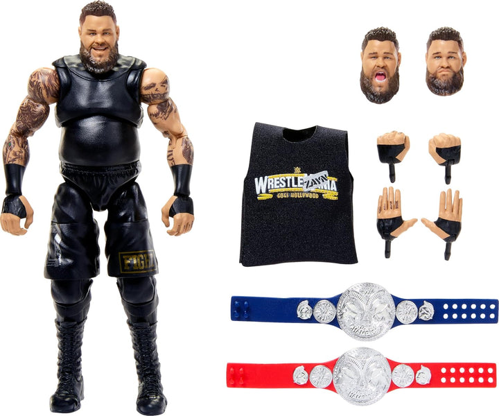 Mattel WWE Ultimate Edition Actionfigur & Zubehör, 15,2 cm Kevin Owens Sammelset, austauschbare Köpf