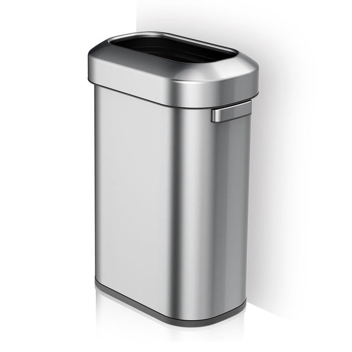 PROREGAL Stilvoller ovaler offener Abfallsammler aus gebürstetem Edelstahl | 60 Liter, HxBxT 65x46,2