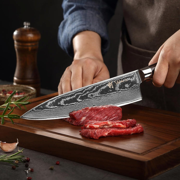 Wakoli EDIB Essentials Santoku Messer Küchenmesser Set (2-teilig) 30 & 24 cm Damastmesser aus 67 Lag