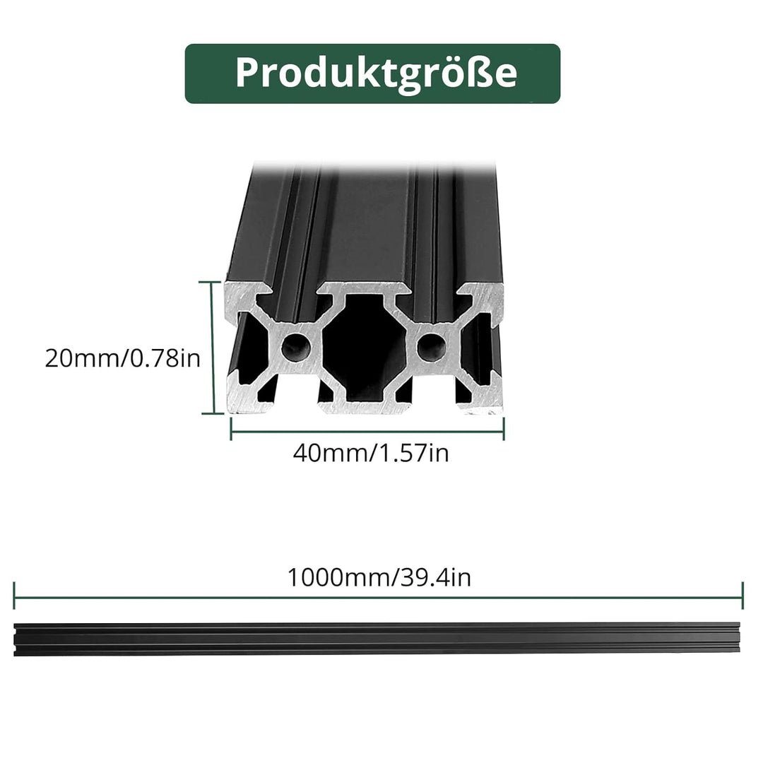 JiGiU 4 Stück 1000mm V-Slot 2040 Aluminiumprofil Extrusions Linearschiene Aluprofil nach Europäische