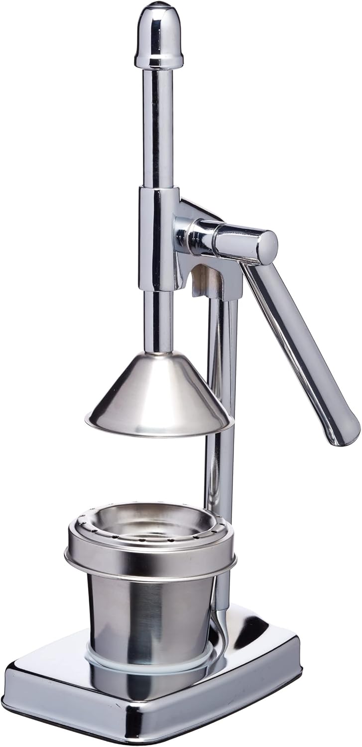 masterclass KitchenCraft "Deluxe" Saftpresse Edelstahl Manuell, Farbe: Silber, mit Sieb für Kerne un