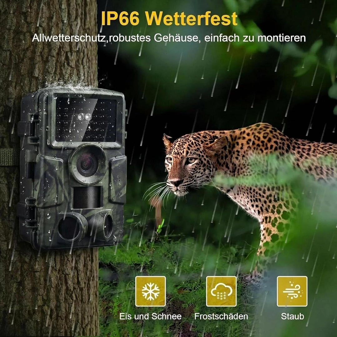 LMHOME Wildkamera mit Bewegungsmelder Nachtsicht - 4K 60MP Wildtierkamera WLAN mit 32GB SD Karte Han