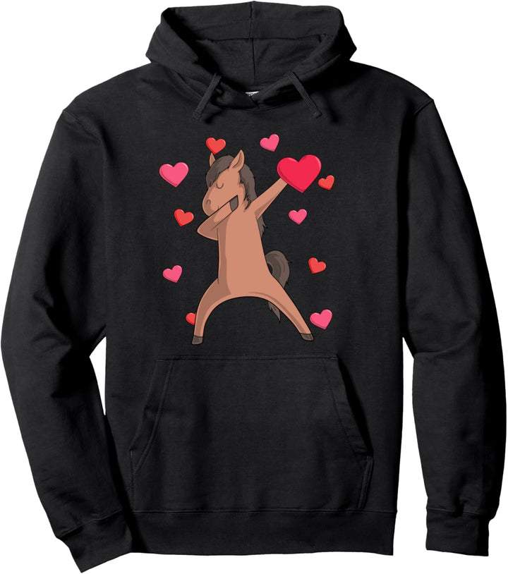 Dabbing Pferd Valentinstag Love Heart Dance Pose Horse Gift Pullover Hoodie