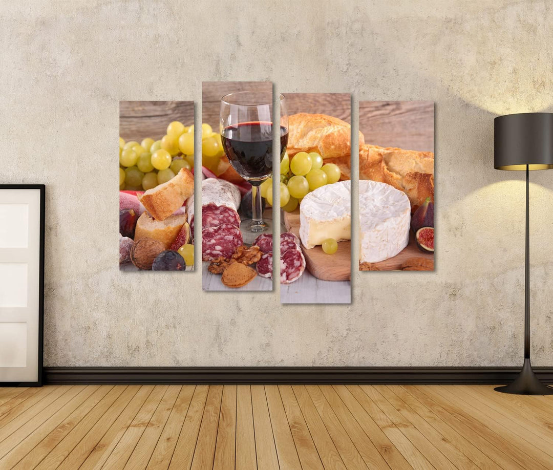 islandburner Bild auf Leinwand Wein Käse Wurst Und Brot Wandbild Poster Kunstdruck Bilder Format: 13