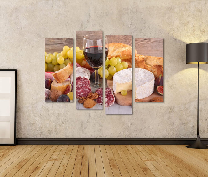 islandburner Bild auf Leinwand Wein Käse Wurst Und Brot Wandbild Poster Kunstdruck Bilder Format: 13